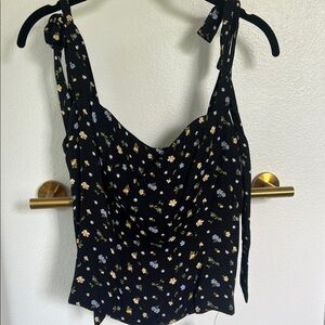Reformation Black Floral Tank Top NWT